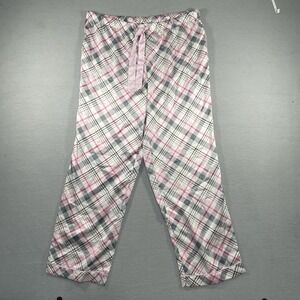 Victoria's Secret Blush Pink Plaid Satin pajama pant Size XL‎